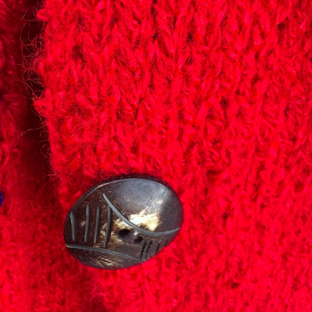 Sandy Starkman L Red Wool Patchwork Plaid Knit Ja… - image 6